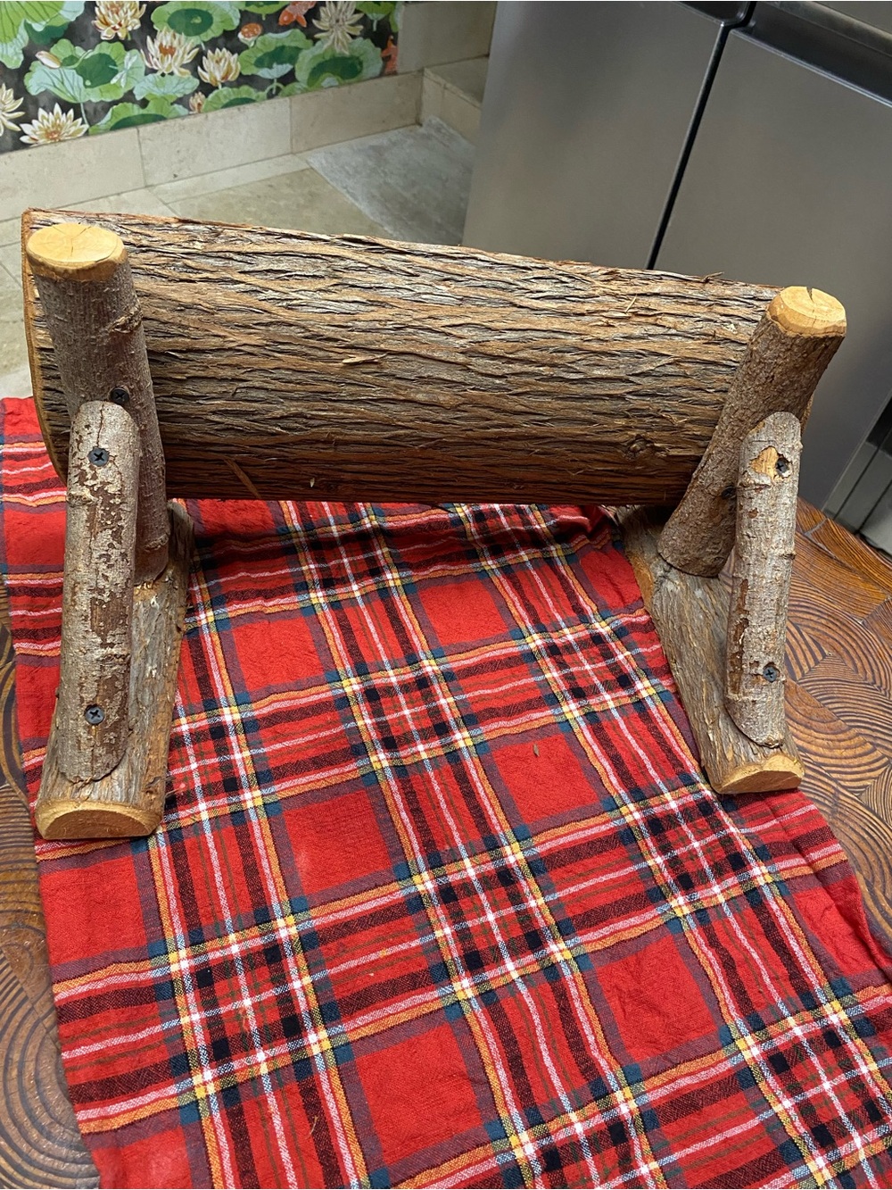 Handcrafted Rustic Log Wall Shelf  - Natural Log